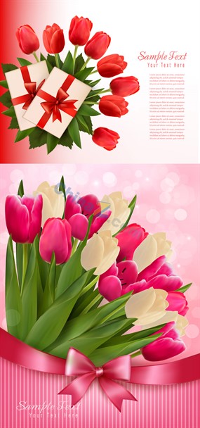 郁金香花卉卡片矢量设计